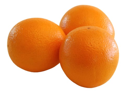 three oranges isolated on white background