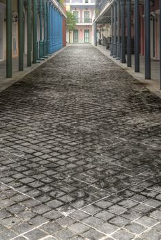 Street scenery with nobody, city road with European buildings.