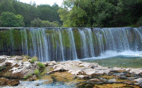 Waterfall on the river "The Vis", in the Languedoc Roussillon, France, Cevennes