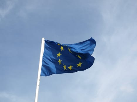 Flag of Europe over a blue sky