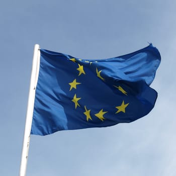 Flag of Europe over a blue sky