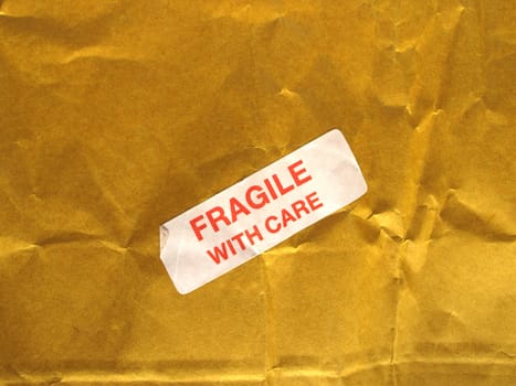 Detail of a fragile corrugated cardboard packet