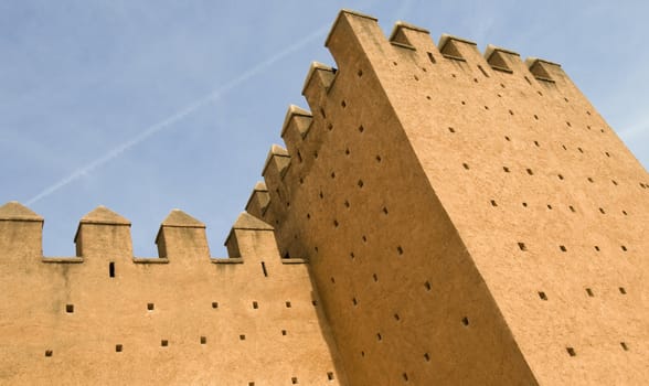 Detail of the famous red fortified walls of Rabat - Best of Morocco