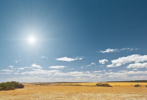 An image of a bright sky desert background