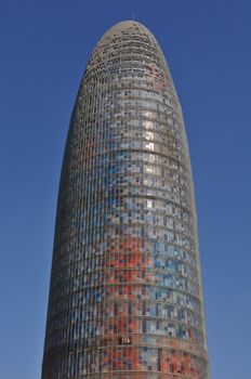 BARCELONA, SPAIN - JULY 26: Torre Agbar near Pla�a de les Gl�ries Catalanes on July 26, 2010 in Barcelona, Spain. marks the gateway to the new technological district of Catalonia, Spain