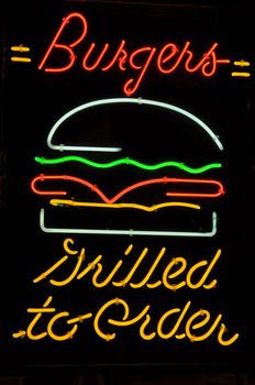 Burger Hamburger Grilled to Order Neon Light Sign