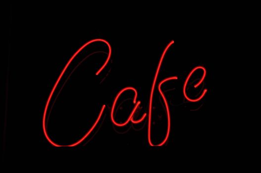 Cafe Store Sign in Red with Black Background