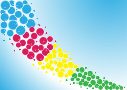 abstract colored background of colored circles in a rainbow vector