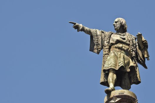 Christopher Columbus Day Statue Pointing with Space