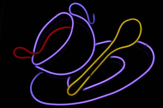 Coffee cup and Spoon Plate Neon Light Sign