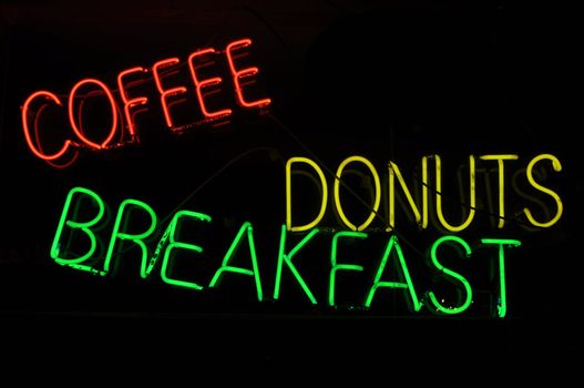 Coffee Donuts Breakfast Neon Light Sign