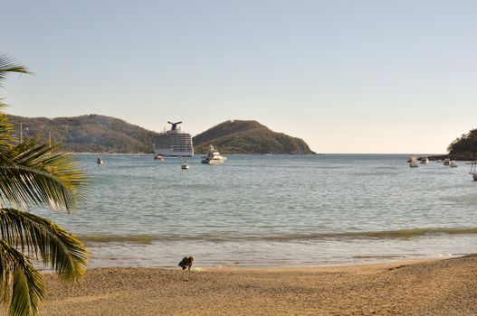 Cruise Ship at Sea in a Mexico Bay