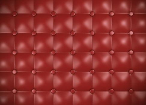 Red leather upholstery pattern. 3D rendered image.