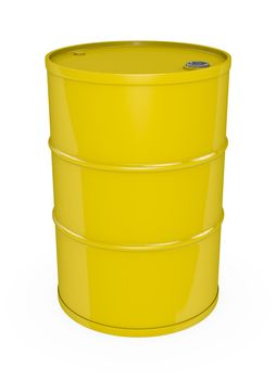 Yellow oil barrel. High quality 3D rendered image.
