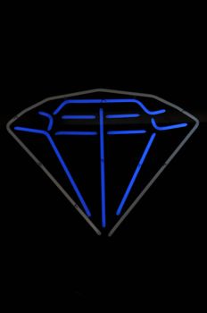 Diamond Neon Blue and Gray Glowing Sign