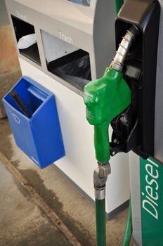 Diesel or Gas Fuel Station with Green Pump Handle