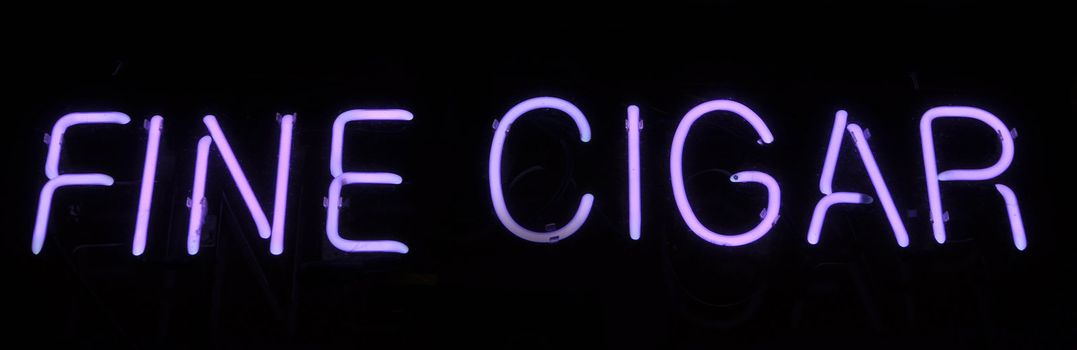 Cigar Neon Sign Light with Purple Text