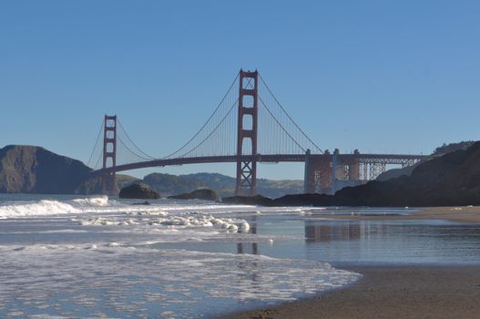 Golden Gate Bridge from Baker Beach in Morning