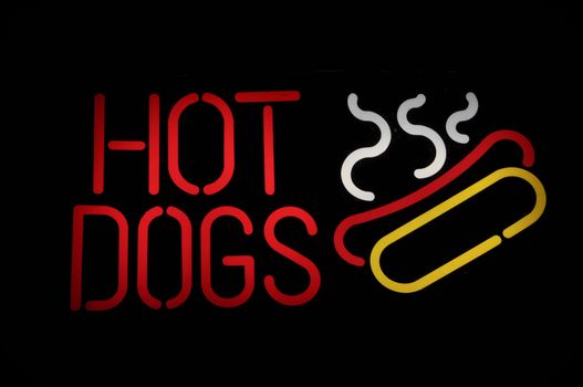 Hot Dogs Neon Red, Yellow and White Sign