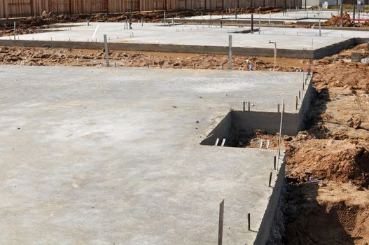 New Property Home Foundation Construction with conrete slab