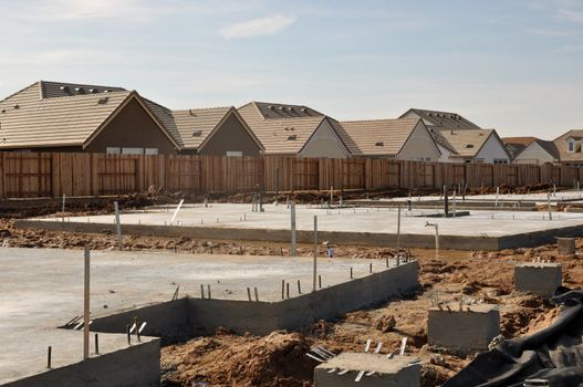 New Property Home Foundation Construction with conrete slab