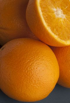 Close up of Oranges on blue background