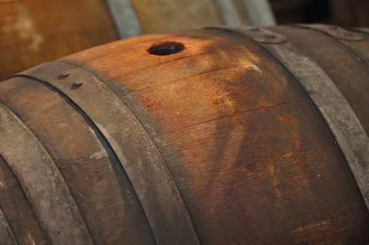 Barrel used to store vintage Wine