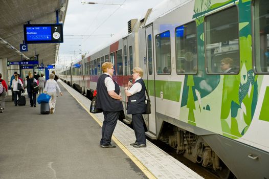 On the track  of railway station, naken in Finland, August 2011 