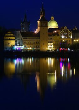 Towers and Dome at Night, Prague, Czech Republic