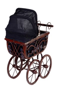 Old fashioned stroller. Taken on white background.