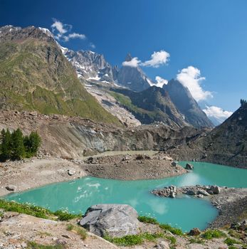 little morainic lake in Italian alps near Courmayeur, Italy