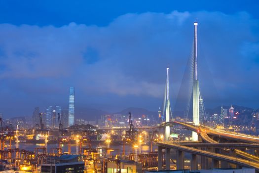 Hong Kong Bridge of transportation at night