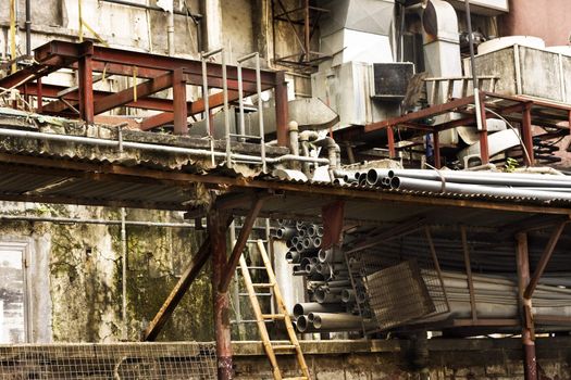 part of old factory building in hong kong