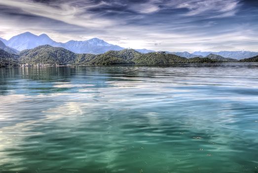 Beautiful lake with peace in green color, nature landscape in Taiwan.