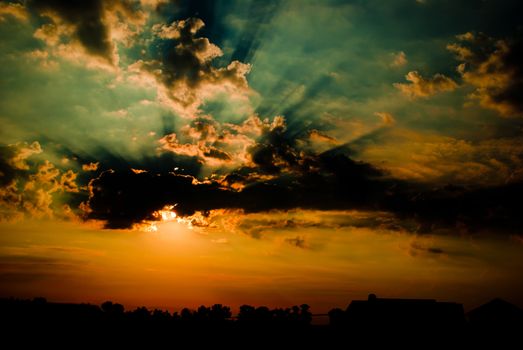 Beautiful summer sunset on the Black Sea coastline