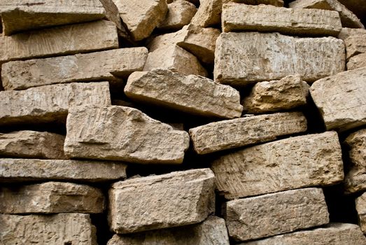 Stacked pile of bricks