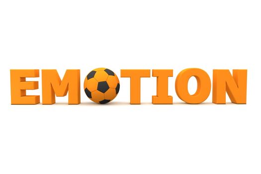 orange word Emotion with football/soccer ball replacing letter O