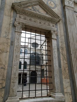 Venice - Scuola Grande di San Giovanni Evangelista. The entry gate to the courtyard of Scuola Grande di San Giovanni Evangelista