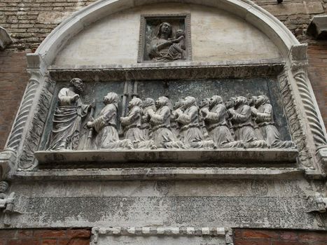 Venice - Scuola Grande di San Giovanni Evangelista . The entry gate to the courtyard of Scuola Grande di San Giovanni Evangelista