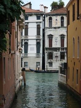 Typical Venetian scene with houses and windows Venice Italy