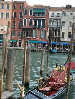 Venice - Rich decorations of the deck of a venetian gondola