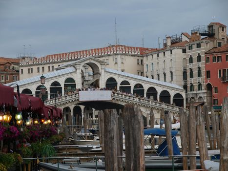 Venice - Parking gondolas nearby Rialto Bridge