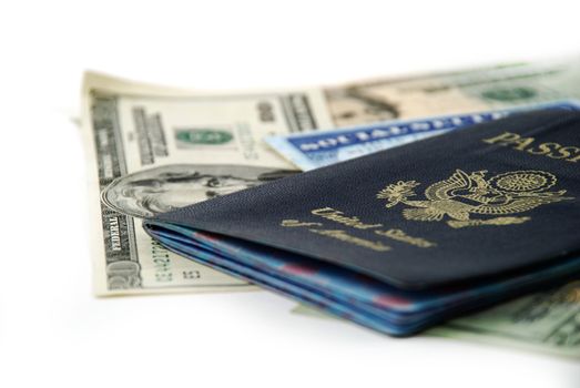 social security card, a passport and several dollar notes