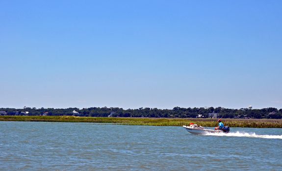 Boating across the water