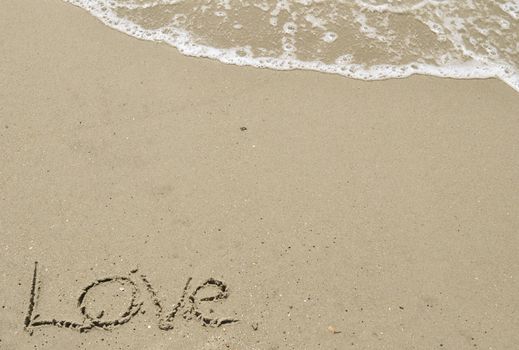 Love written in the sand with wave 15