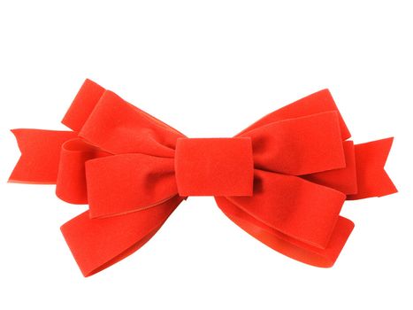 Red christmas bow isolated on white