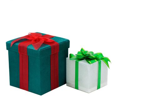  Two christmas presents isolated on white