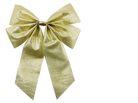 Gold christmas bow isolated on a white background