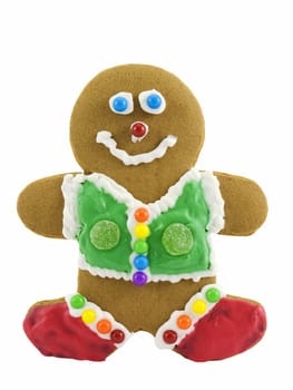 Decorated gingerbread man, isolated on a white background