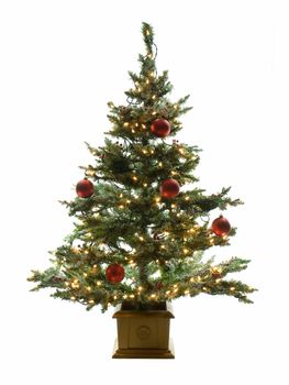 Decorated christmas tree isolated on a white background